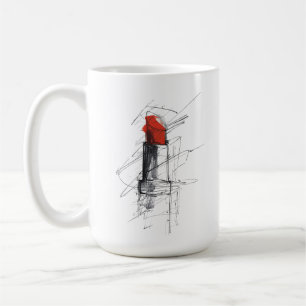 Caneca De Café Ilustração do Lipstick vermelho - Maquiagem minima