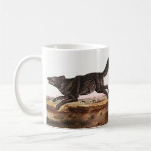 Caneca De Café Ilustração do Lobo Negro-Americano (Canis lupus)