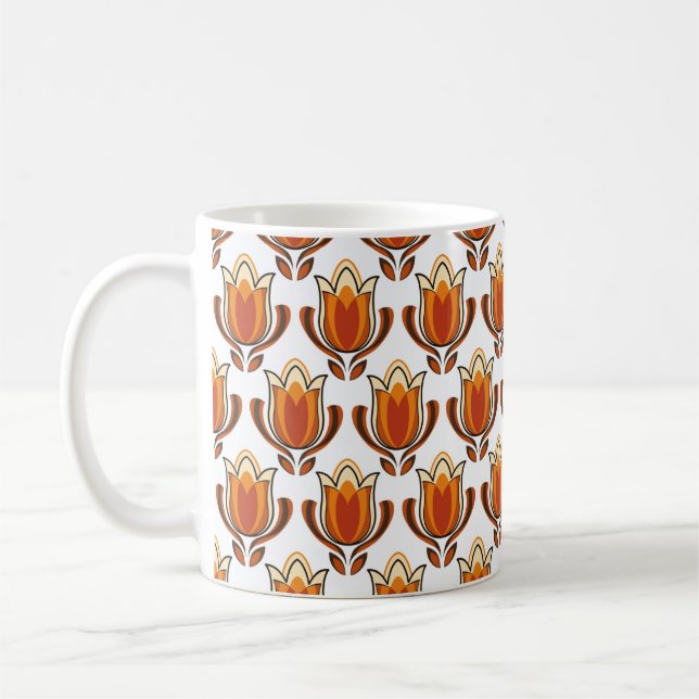 Caneca De Café Ilustração do material de padrão retrô da década d (Esquerda)