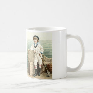 Caneca De Café Ilustração do menino de marinheiro do vintage na