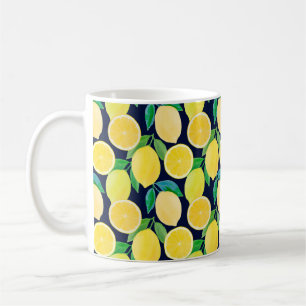 Caneca De Café Ilustração do padrão de vindima do limão de aquare