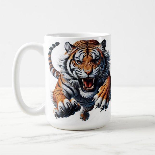 Caneca De Café Ilustração do Tigre Arrastado Estilizado (Esquerda)