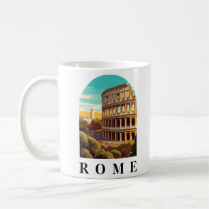 Caneca De Café Ilustração do Viagem da Itália Colóssea de Roma