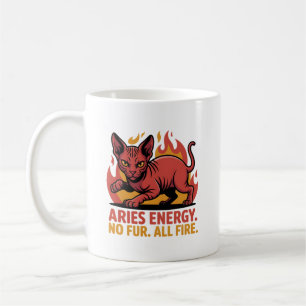 Caneca De Café Ilustração do Zodíaco de Áries com Gato Sphynx em
