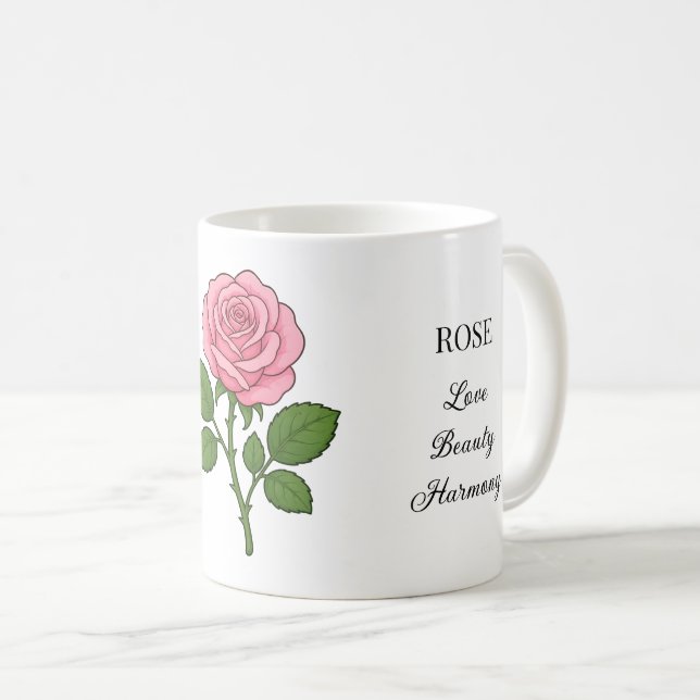 Caneca De Café Ilustração e Usos da Rosa (Frente Esquerda)