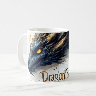 Caneca De Café Ilustração em Aquarela de Cabeça de Dragão Majesto