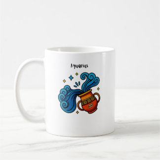 Caneca De Café Ilustração em Cartoon do Signo de Aquário