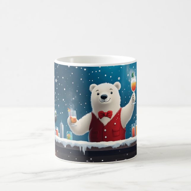 Caneca De Café Ilustração Festiva Do Bartender Polar (Centro)