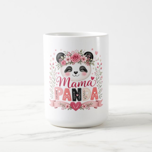 Caneca De Café Ilustração Floral Rosa da Mamãe Panda Maternidade (Centro)
