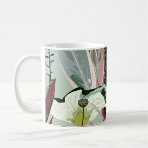 Caneca De Café Ilustração Floral Vintage de Flores Grandes