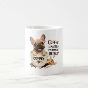 Caneca De Café Ilustração Fofa de Francês Amante de Café