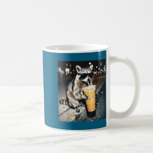 Caneca De Café Ilustração Fofa de Guaxinim Engraçado Bebendo Leit