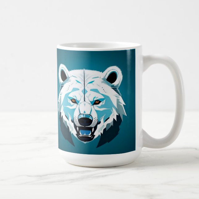 Caneca De Café Ilustração Geométrica de Urso Polar Feroz (Direita)