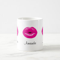 Ilustração Glamorosa de Lábios Rosa Quente