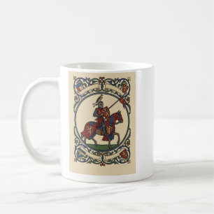Caneca De Café Ilustração Heráldica de Cavaleiro Medieval a Caval