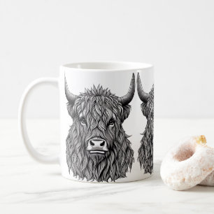 Caneca De Café Ilustração Highland Bull