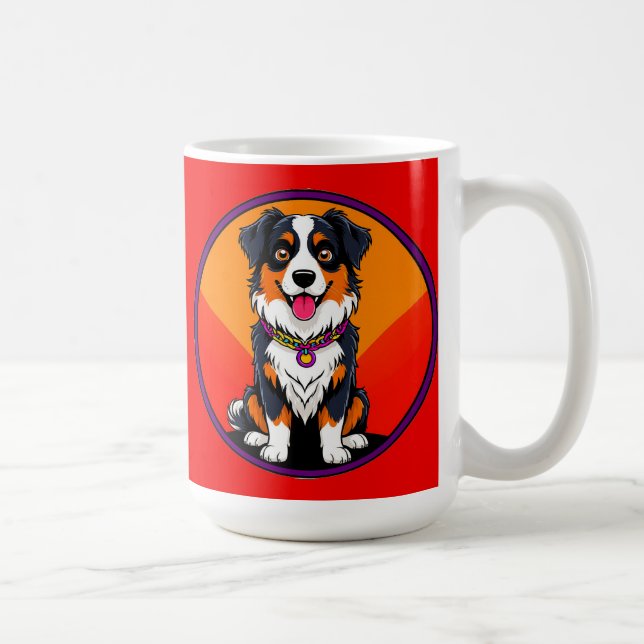 Caneca De Café Ilustração Joyful Cartoon Dog (Direita)