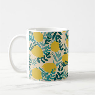 Caneca De Café ilustração. limões de fundo e folhas