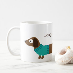 Caneca De Café Ilustração longa bonito do Dachshund
