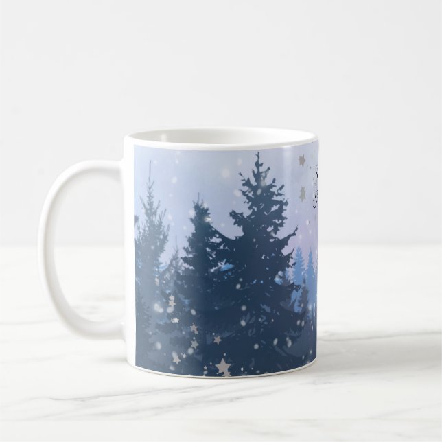 Caneca De Café Ilustração Mágica de inverno da Noite Silenciosa N (Esquerda)