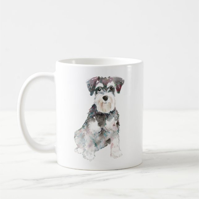 Caneca De Café Ilustração Miniatura Schnauzer - Cadeias de Cachor (Esquerda)