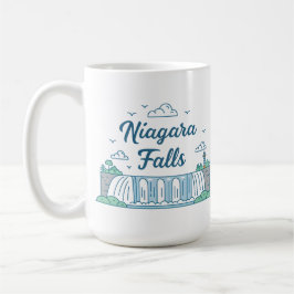 Caneca De Café Ilustração Minimalista das Cataratas do Niágara em