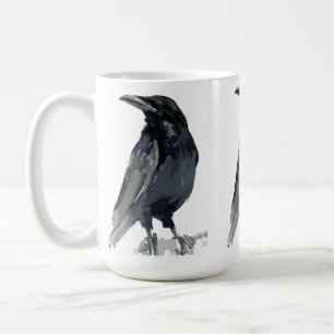 Caneca De Café Ilustração Misteriosa de Corvo