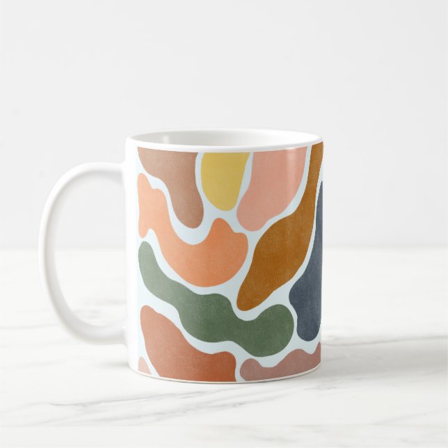 Caneca De Café Ilustração moderna abstrata em tons terrosos. (Esquerda)