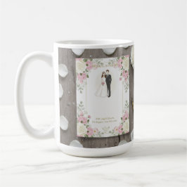Caneca De Café Ilustração Personalizada de Noiva e Noivo
