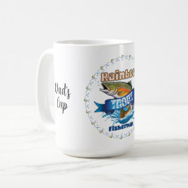 Caneca De Café Ilustração Personalizada de Pesca de Truta Arco-Ír