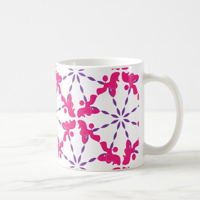 Caneca De Café Ilustração personalizável do padrão do Poodle  (Direita)