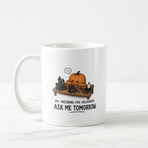 Caneca De Café Ilustração Preguiçosa de Preparação de Halloween d