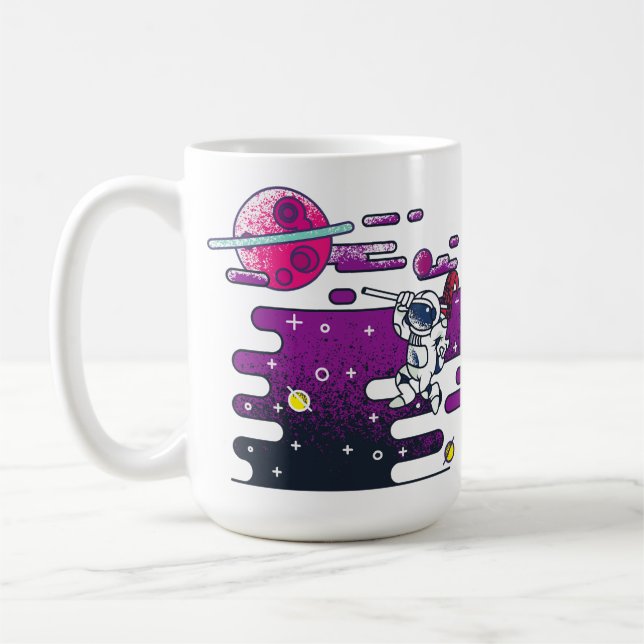 Caneca De Café Ilustração Retroativa do Astronauta Espacial Vibra (Esquerda)