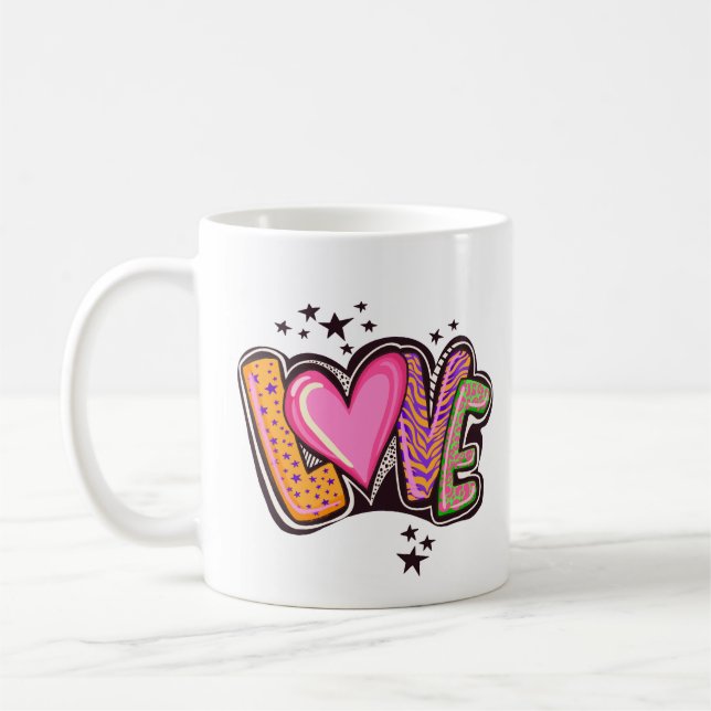 Caneca De Café Ilustração rosa - Namorados de amor bonito (Esquerda)