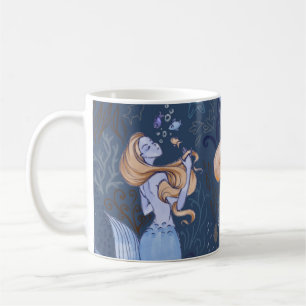 Caneca De Café Ilustração Sereia Submarina Sem Costura