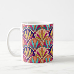 Caneca De Café Ilustração Têxtil Tradicional Indiana