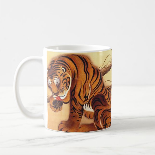 Caneca De Café Ilustração Tiger de Ito Jakuchu (Esquerda)