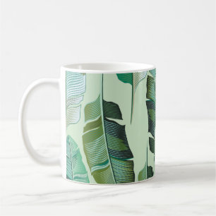 Caneca De Café Ilustração Tropical de Plantas Bananas Moedas