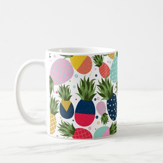 Caneca De Café Ilustração uniforme de abacaxi, colorida  (Esquerda)