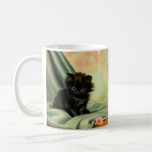 Caneca De Café Ilustração Vintage Black Kitten