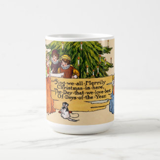 Caneca De Café Ilustração Vintage de Cantores de Natal Vitorianos
