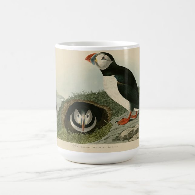 Caneca De Café Ilustração Vintage Puffin (Centro)