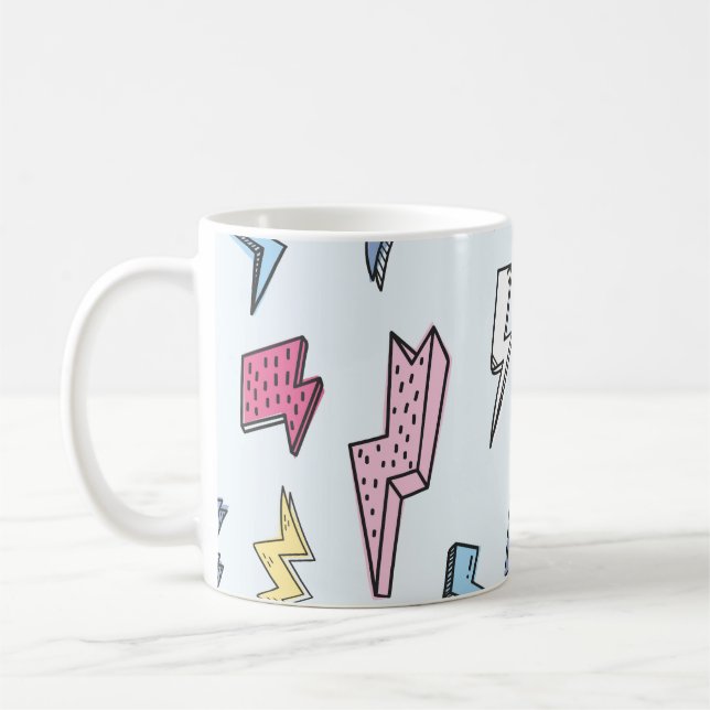 Caneca De Café Ilustração Vintage Thunder Seamless (Esquerda)