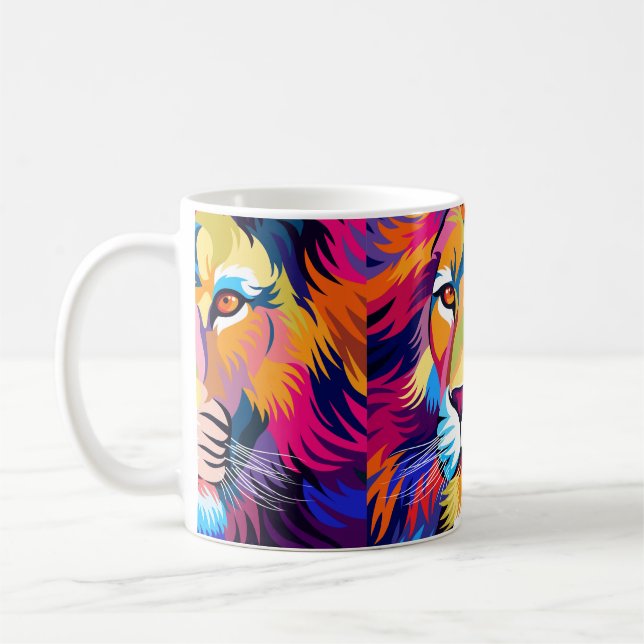 Caneca De Café ilustrações coloridas, um leão, design simples - v (Esquerda)