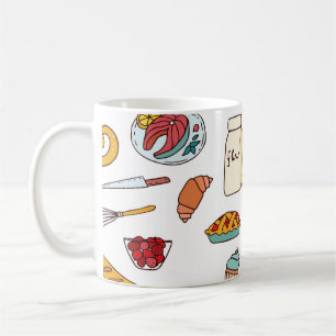 Caneca De Café Ilustrações de comida de safra: padrão sem falhas.