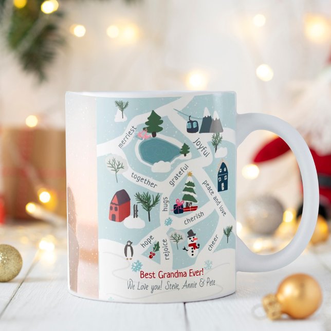 Caneca De Café Ilustrações de contar histórias de mapas de Natal (Criador carregado)