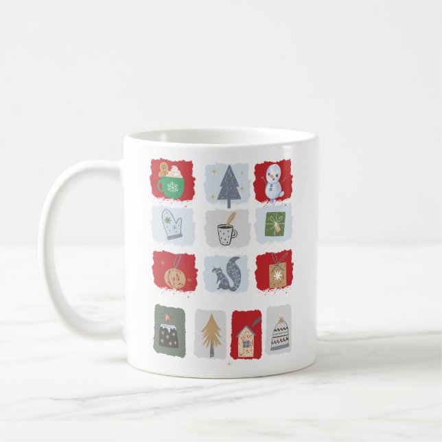 Caneca De Café Ilustrações do Natal do inverno (Esquerda)