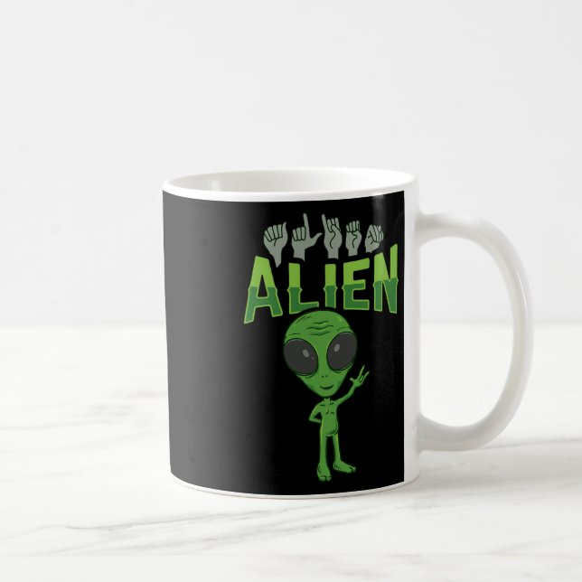 Caneca De Café Ily Alien Asl Hand Gesture Deaf Hearing Loss Aware (Direita)