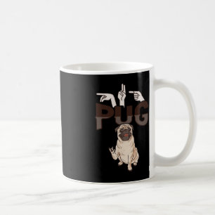 Caneca De Café ILY Pug ASL Gesto manual surdo perda auditiva Awar