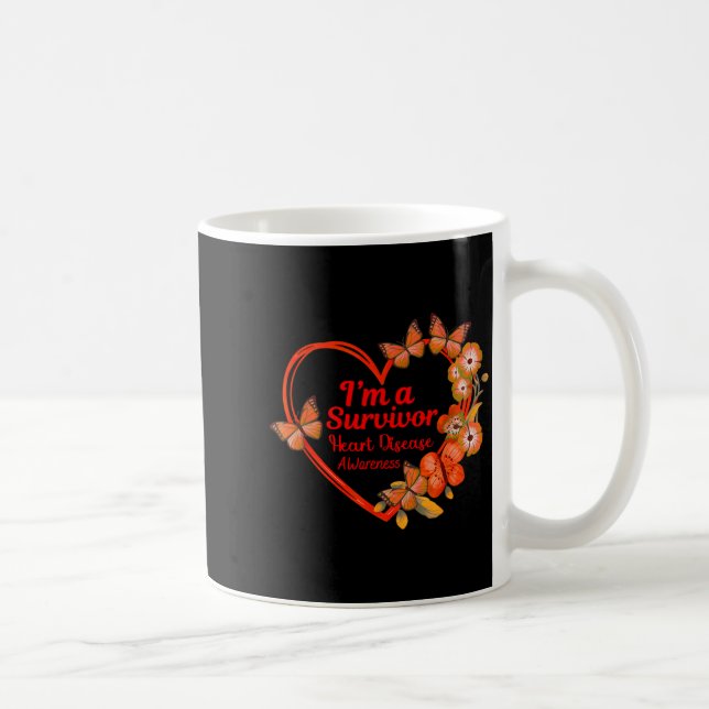 Caneca De Café I'm A Survivor Heart Disease Awareness Red Butterf (Direita)